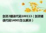 剑灵2错误代码100113（剑灵错误代码14001怎么解决）