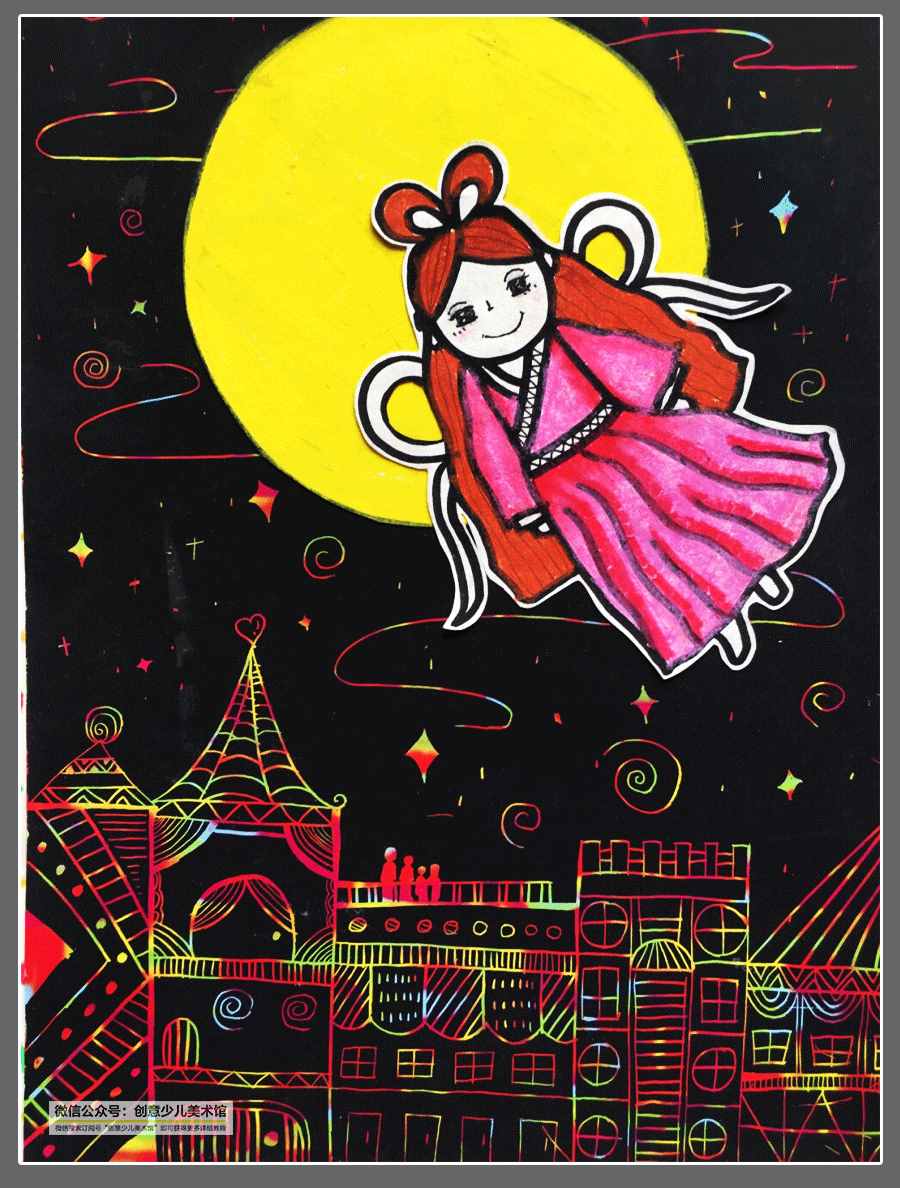 绘画参考素材｜中秋节儿童画创意合集，每一张都是备课的好素材