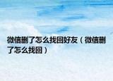 微信删了怎么找回好友（微信删了怎么找回）