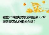 键盘ctrl键失灵怎么调回来（ctrl键失灵怎么办相关介绍）