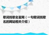 歌词找歌名官网（一句歌词找歌名的网站相关介绍）