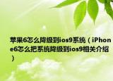 苹果6怎么降级到ios9系统（iPhone6怎么把系统降级到ios9相关介绍）