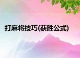 打麻将技巧(获胜公式)