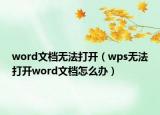 word文档无法打开（wps无法打开word文档怎么办）