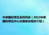中原国际博览会时间表（2022中原国际博览中心近期展会相关介绍）