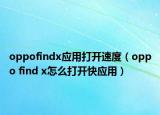 oppofindx应用打开速度（oppo find x怎么打开快应用）