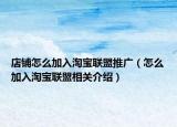 店铺怎么加入淘宝联盟推广（怎么加入淘宝联盟相关介绍）