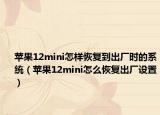 苹果12mini怎样恢复到出厂时的系统（苹果12mini怎么恢复出厂设置）