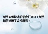 新手如何快速的学会打麻将（新手如何快速学会打麻将）