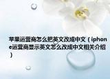 苹果运营商怎么把英文改成中文（iphone运营商显示英文怎么改成中文相关介绍）