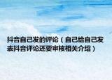 抖音自己发的评论（自己给自己发表抖音评论还要审核相关介绍）