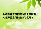 对领导的意见和建议怎么写匿名（对领导的意见和建议怎么写）