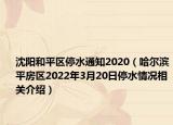 沈阳和平区停水通知2020（哈尔滨平房区2022年3月20日停水情况相关介绍）