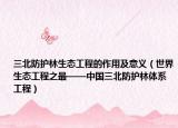 三北防护林生态工程的作用及意义（世界生态工程之最——中国三北防护林体系工程）