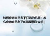 如何查询自己名下订购的机票（怎么查询自己名下的机票相关介绍）