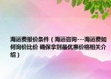 海运费报价条件（海运咨询---海运费如何询价比价 确保拿到最优惠价格相关介绍）