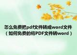 怎么免费把pdf文件转成word文件（如何免费的将PDF文件转word）