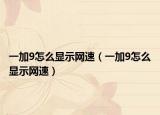 一加9怎么显示网速（一加9怎么显示网速）