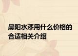 晨阳水漆用什么价格的合适相关介绍
