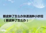 眼皮肿了怎么办快速消肿小妙招（眼皮肿了怎么办）
