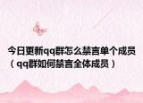 今日更新qq群怎么禁言单个成员（qq群如何禁言全体成员）