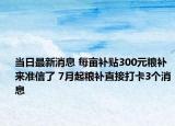 当日最新消息 每亩补贴300元粮补来准信了 7月起粮补直接打卡3个消息