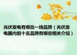 光伏发电有哪些一线品牌（光伏发电国内前十名品牌有哪些相关介绍）