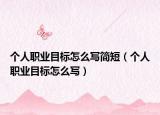 个人职业目标怎么写简短（个人职业目标怎么写）