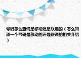 号码怎么查询是移动还是联通的（怎么知道一个号码是移动的还是联通的相关介绍）