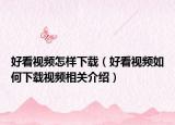 好看视频怎样下载（好看视频如何下载视频相关介绍）