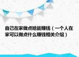 自己在家做点啥能赚钱（一个人在家可以做点什么赚钱相关介绍）