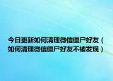 今日更新如何清理微信僵尸好友（如何清理微信僵尸好友不被发现）