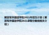 解放军外国语学院2021年招生计划（解放军外国语学院2021录取分数线相关介绍）