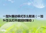 一加9r振动模式怎么取消（一加9r怎么打开返回时振动）
