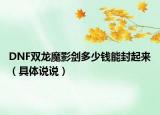 DNF双龙魔影剑多少钱能封起来（具体说说）