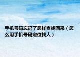 手机号码忘记了怎样查找回来（怎么用手机号码定位找人）