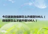 今日更新微信群怎么升级到500人（微信群怎么才能升级500人）
