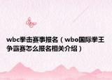 wbc拳击赛事报名（wbo国际拳王争霸赛怎么报名相关介绍）