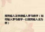 搜狗输入法快捷输入罗马数字（如何输入罗马数字--以搜狗输入法为例）