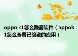 oppo k1怎么隐藏软件（oppok1怎么查看已隐藏的应用）
