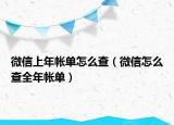 微信上年帐单怎么查（微信怎么查全年帐单）