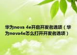 华为nova 4e开启开发者选项（华为nova4e怎么打开开发者选项）