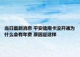 当日最新消息 平安信用卡没开通为什么会有年费 原因是这样