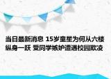 当日最新消息 15岁童星为何从六楼纵身一跃 受同学嫉妒遭遇校园欺凌