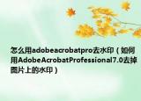 怎么用adobeacrobatpro去水印（如何用AdobeAcrobatProfessional7.0去掉图片上的水印）