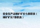 安全生产法煤矿矿长七条职责（煤矿矿长7条职责）