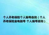 个人养老保险个人编号查询（个人养老保险金电脑号 个人编号查询）