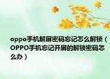 oppo手机解屏密码忘记怎么解锁（OPPO手机忘记开屏的解锁密码怎么办）