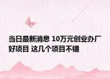 当日最新消息 10万元创业办厂好项目 这几个项目不错