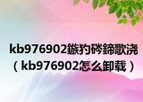kb976902鏃犳硶鍗歌浇（kb976902怎么卸载）